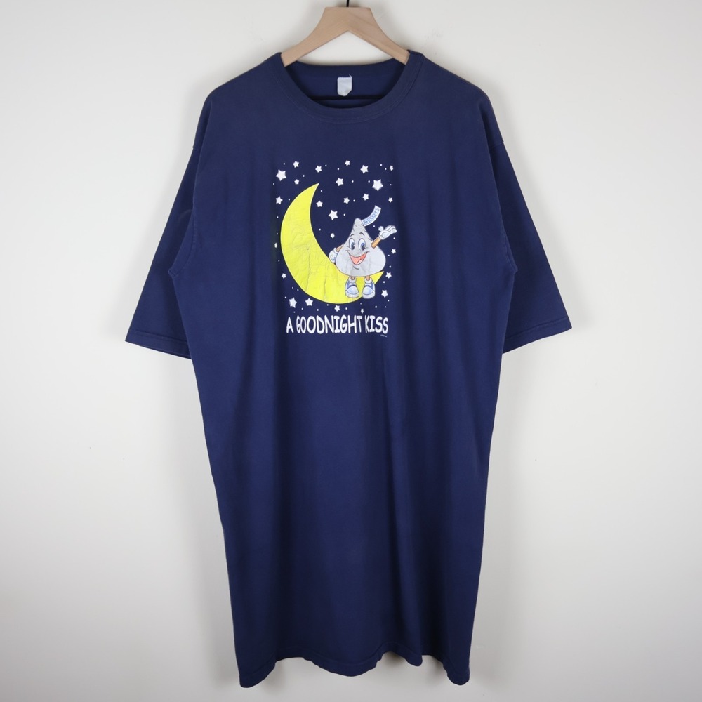 Vintage 2002 Hershey's Kiss‎ A Goodnight Kiss Sleeper Night Shirt Navy One Size